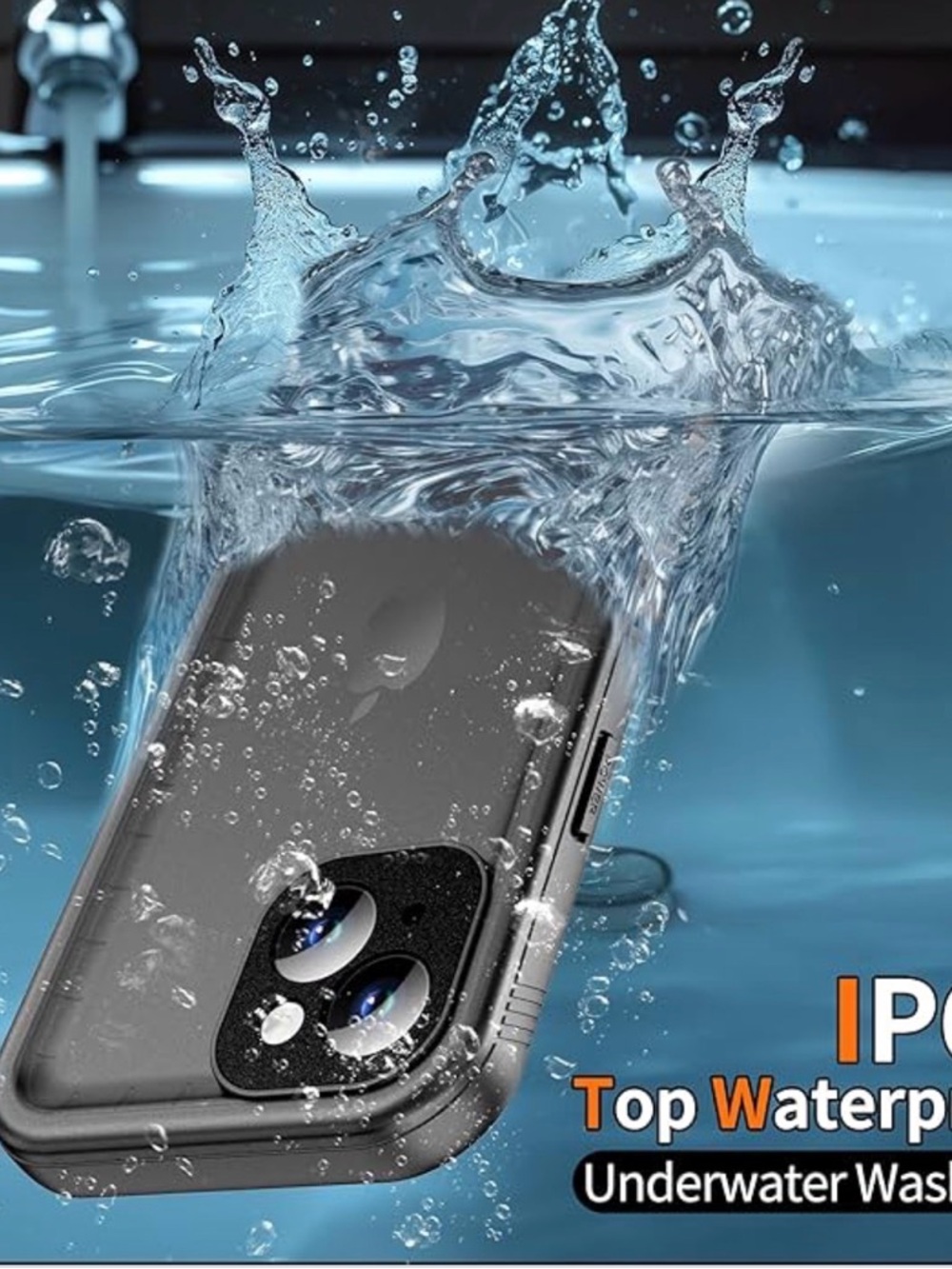 Black Waterproof Phone Case with Detachable Wrist Strap IPhone 13 - Picture 4 of 11